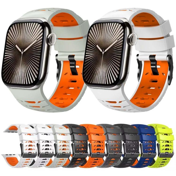 梯形雙色矽膠錶帶，適用於 Apple Watch 46mm / 49mm / 45mm / 44mm