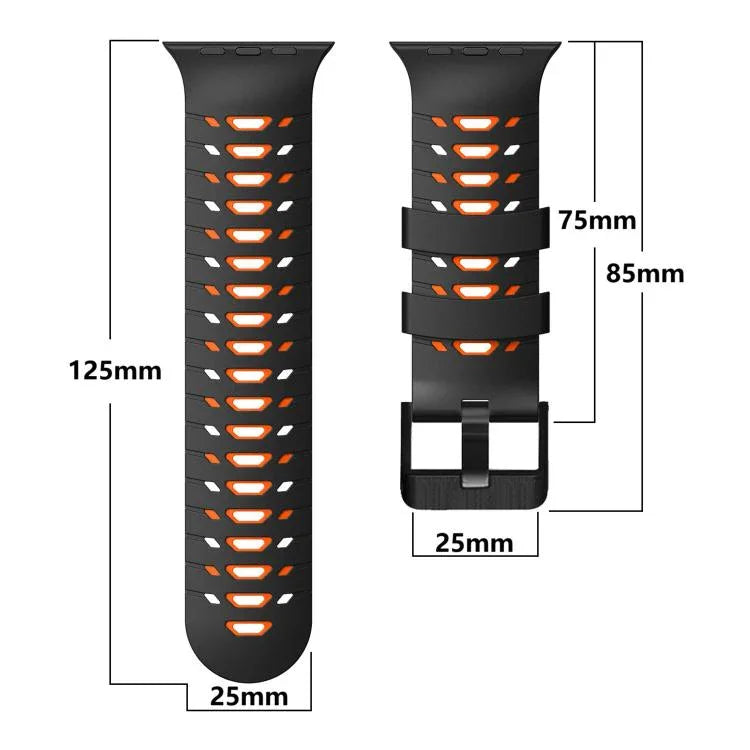梯形雙色矽膠錶帶，適用於 Apple Watch 46mm / 49mm / 45mm / 44mm