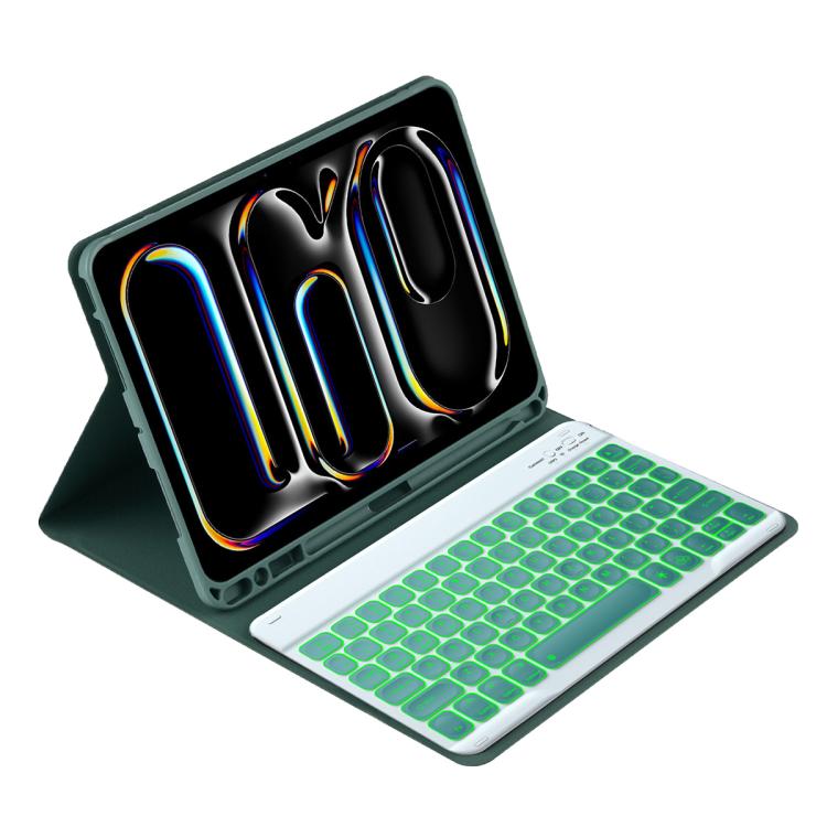 彩色背光藍牙鍵盤皮革平板保護套，適用於 iPad Air 11 2024 / Air 11 2025，適用於 iPad Air 5 / Air 4 10.9