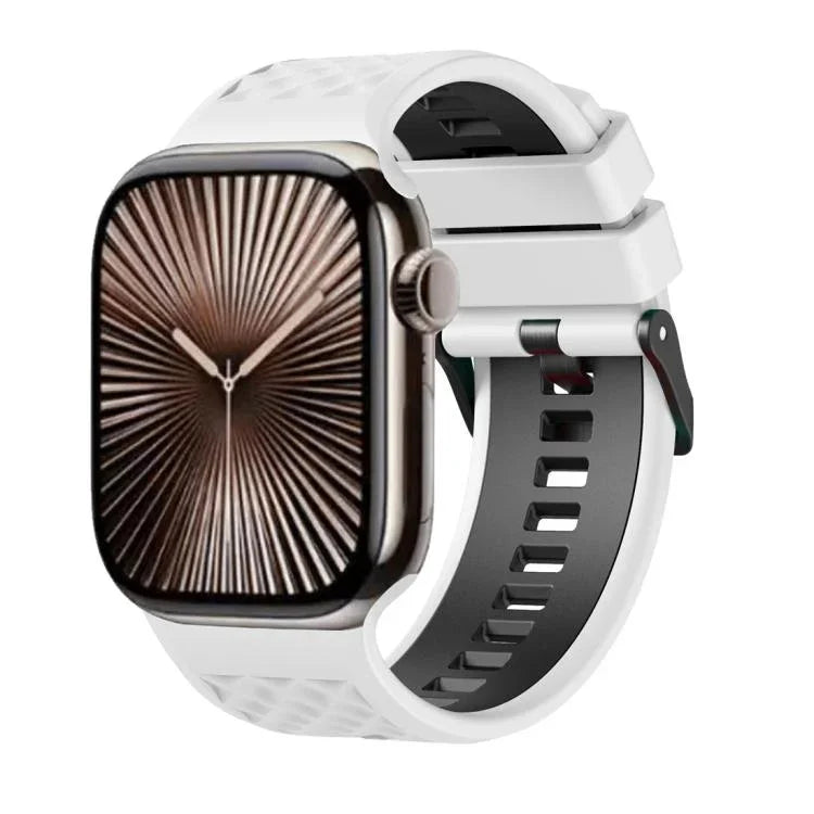 鑽石紋理雙色矽膠錶帶，適用於 Apple Watch 46mm / 49mm / 45mm / 44mm