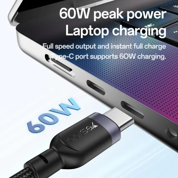 Yesido CA136C 60W USB-C / Type-C 轉 Type-C 及 iWatch 二合一充電線，CA136C