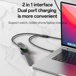 Yesido CA136C 60W USB-C / Type-C 轉 Type-C 及 iWatch 二合一充電線，CA136C