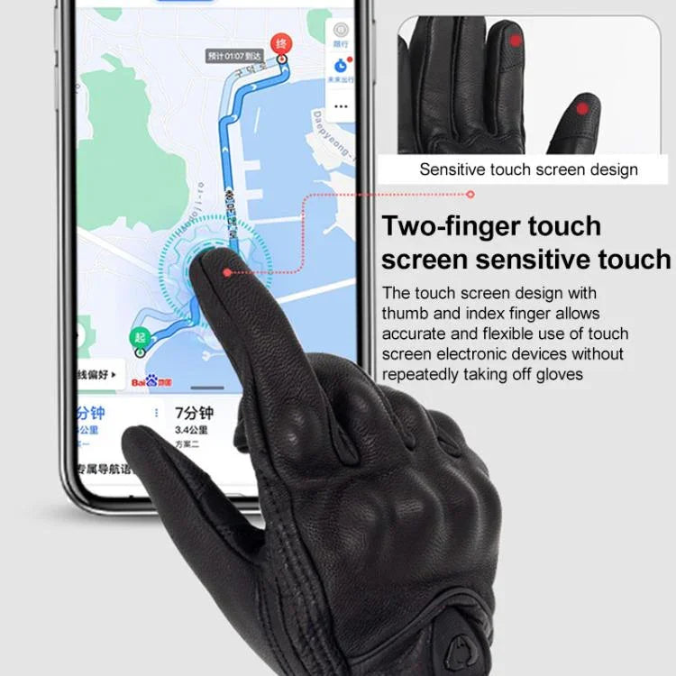 SOMAN MG-24 Motorcycle Sheepskin Gloves Touch Screen Off-road Riding Retro Gloves, M, L, XL, XXL
