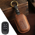 For Honda Odyssey 2024 Hallmo Crazy Horse Cowhide Car Key Protection Cover, For Honda Odyssey 2024 2-button, For Honda Odyssey 2024 5-button, For Honda Odyssey 2024 6-button