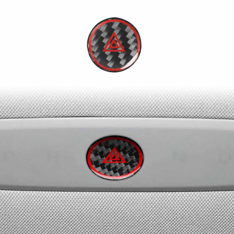 For Tesla Model 3 2023- Carbon Fiber Car Emergency Light Button with Label Decorative Sticker, Car Emergency Light Button, Car Emergency Light Button with Label