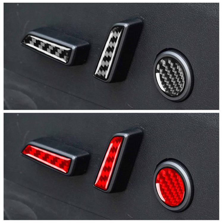 For Tesla Model 3 2023- 5pcs/Set Carbon Fiber Car Seat Adjustment Button Decorative Sticker, Car Seat Adjustment Button