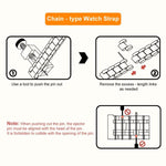 xDfind Three Beads Stainless Steel Watch Band, 14mm, 18mm, 20mm, 22mm
