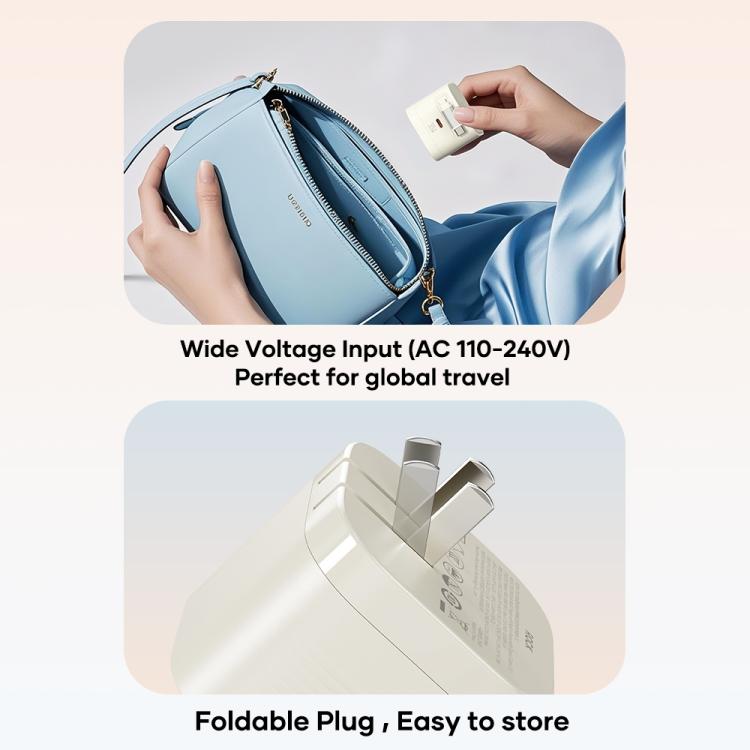 ROCK T90 PD35W Type-C 單埠 GaN 牆壁充電器，附 Type-C 可伸縮充電線，英規插頭，歐規插頭