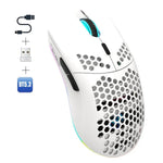 HXSJ T66 三模有線 2.4G BT5.3 無線 RGB 可充電滑鼠，T66