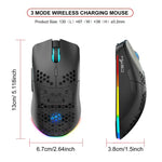 HXSJ T66 三模有線 2.4G BT5.3 無線 RGB 可充電滑鼠，T66