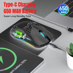 HXSJ T66 三模有線 2.4G BT5.3 無線 RGB 可充電滑鼠，T66