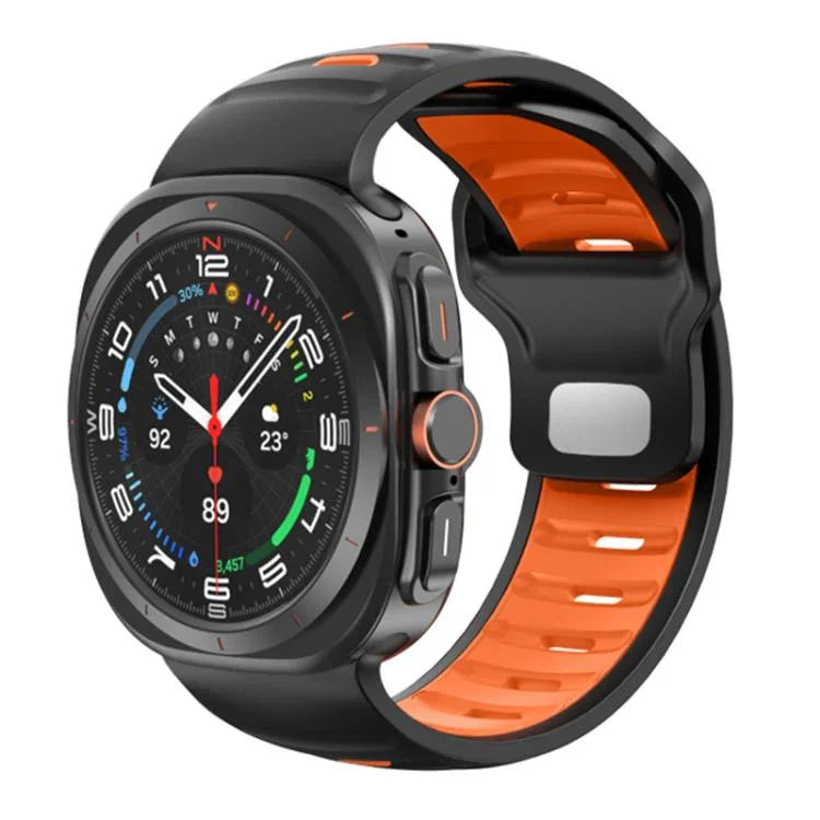 條紋雙色矽膠錶帶，適用於 Samsung Galaxy Watch Ultra 47mm / Ultra 2025