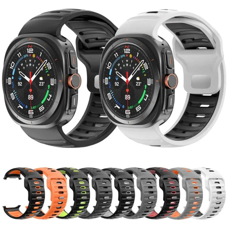 條紋雙色矽膠錶帶，適用於 Samsung Galaxy Watch Ultra 47mm / Ultra 2025