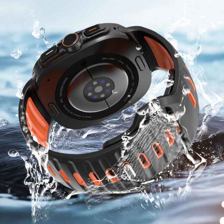 條紋雙色矽膠錶帶，適用於 Samsung Galaxy Watch Ultra 47mm / Ultra 2025