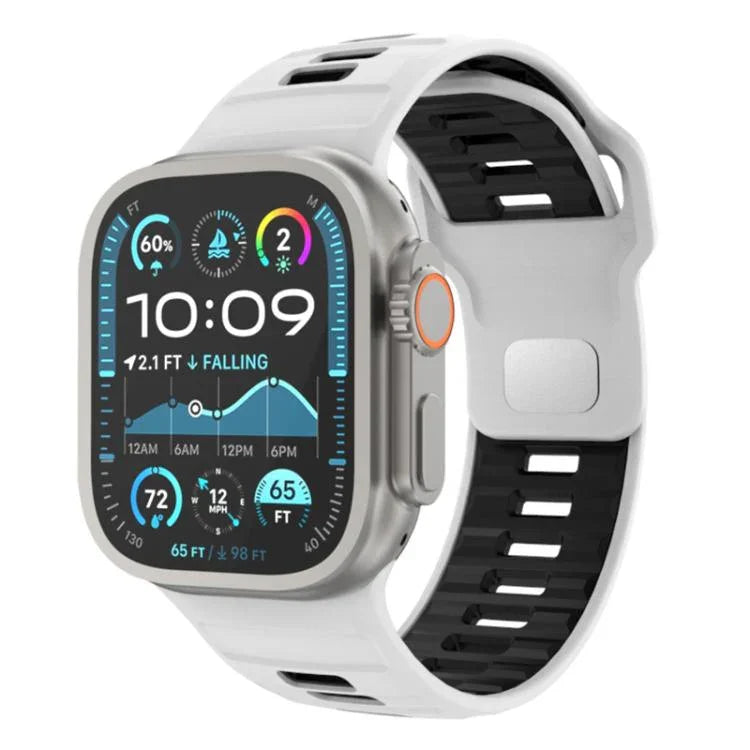 格紋反扣矽膠錶帶，適用於 Apple Watch 46mm / 49mm / 45mm / 44mm