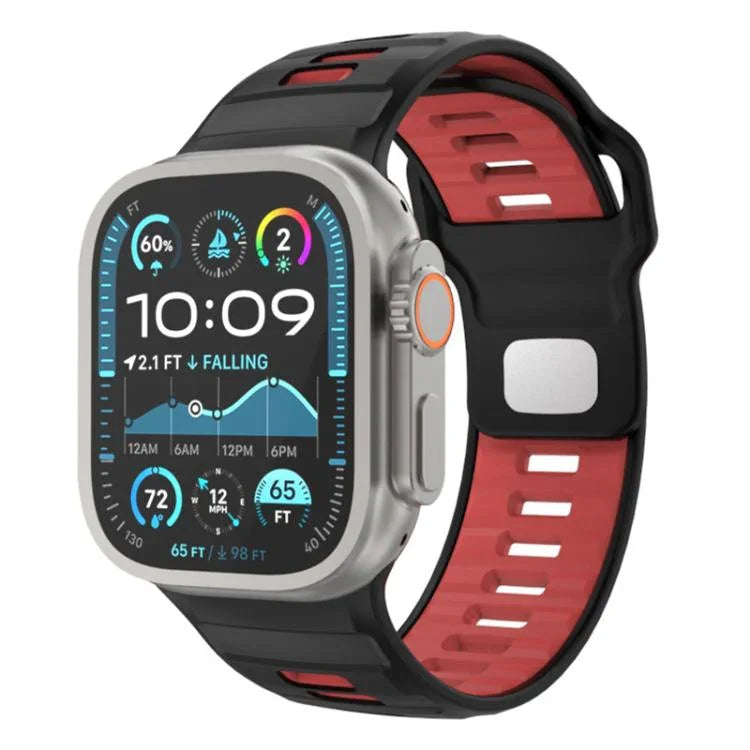 格紋反扣矽膠錶帶，適用於 Apple Watch 46mm / 49mm / 45mm / 44mm