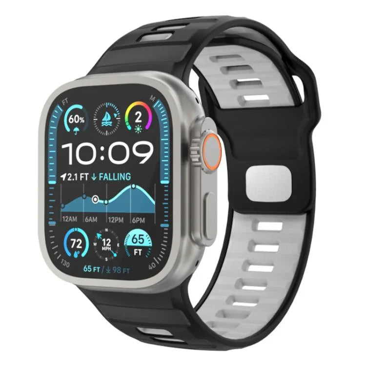 格紋反扣矽膠錶帶，適用於 Apple Watch 46mm / 49mm / 45mm / 44mm