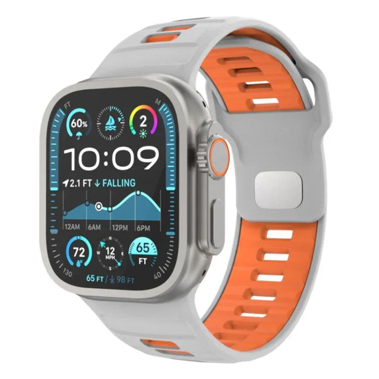 格紋反扣矽膠錶帶，適用於 Apple Watch 46mm / 49mm / 45mm / 44mm