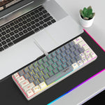 HXSJ V400 有線配色 RGB 背光薄膜鍵盤 63鍵鍵帽，線長：1.7米，V400 米色+灰色，V400 灰色+米色，V400 米色+灰色+橙色，V400 灰色+米色+橙色