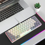 HXSJ V400 有線配色 RGB 背光薄膜鍵盤 63鍵鍵帽，線長：1.7米，V400 米色+灰色，V400 灰色+米色，V400 米色+灰色+橙色，V400 灰色+米色+橙色
