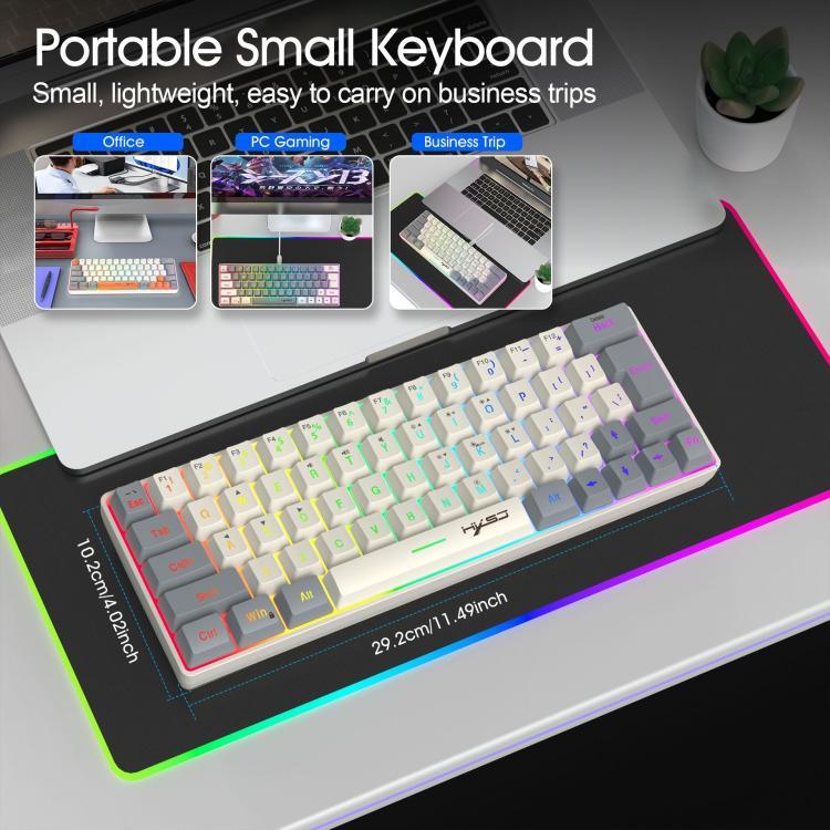 HXSJ V400 有線配色 RGB 背光薄膜鍵盤 63鍵鍵帽，線長：1.7米，V400 米色+灰色，V400 灰色+米色，V400 米色+灰色+橙色，V400 灰色+米色+橙色