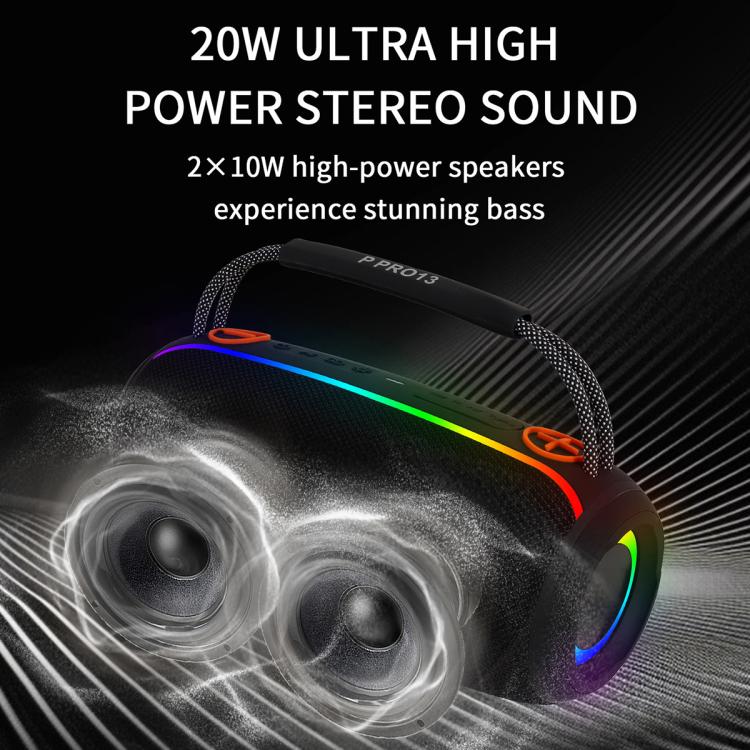 PRO13 20W 便攜戶外 IPX5 立體聲音響條低音炮 RGB 無線喇叭