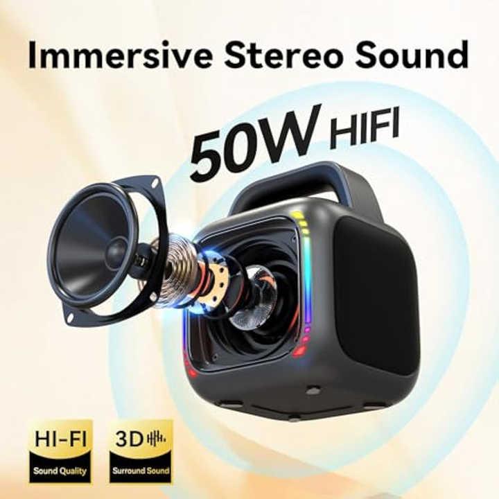 MS6K 便攜 RGB 燦爛藍牙喇叭 戶外卡拉 OK 低音炮，無麥克風，雙麥克風