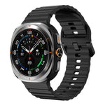 適用於 Samsung Galaxy Watch8 Classic 46mm / Watch8 44mm / 40mm xDfind 波浪紋縫線矽膠錶帶，L