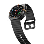 適用於 Samsung Galaxy Watch8 Classic 46mm / Watch8 44mm / 40mm xDfind 波浪紋縫線矽膠錶帶，L