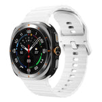 適用於 Samsung Galaxy Watch8 Classic 46mm / Watch8 44mm / 40mm xDfind 波浪紋縫線矽膠錶帶，L