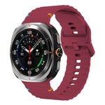 適用於 Samsung Galaxy Watch8 Classic 46mm / Watch8 44mm / 40mm xDfind 波浪紋縫線矽膠錶帶，L