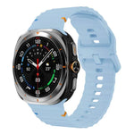 適用於 Samsung Galaxy Watch8 Classic 46mm / Watch8 44mm / 40mm xDfind 波浪紋縫線矽膠錶帶，L