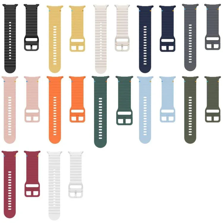 適用於 Samsung Galaxy Watch8 Classic 46mm / Watch8 44mm / 40mm xDfind 波浪紋縫線矽膠錶帶，L