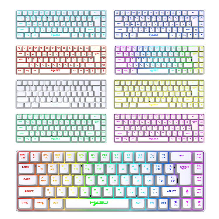 HXSJ V200 Russian Version Wired RGB Backlit Mechanical Keyboard 68 Key Caps, Cable Length: 1.7m, V200 Russian Version White