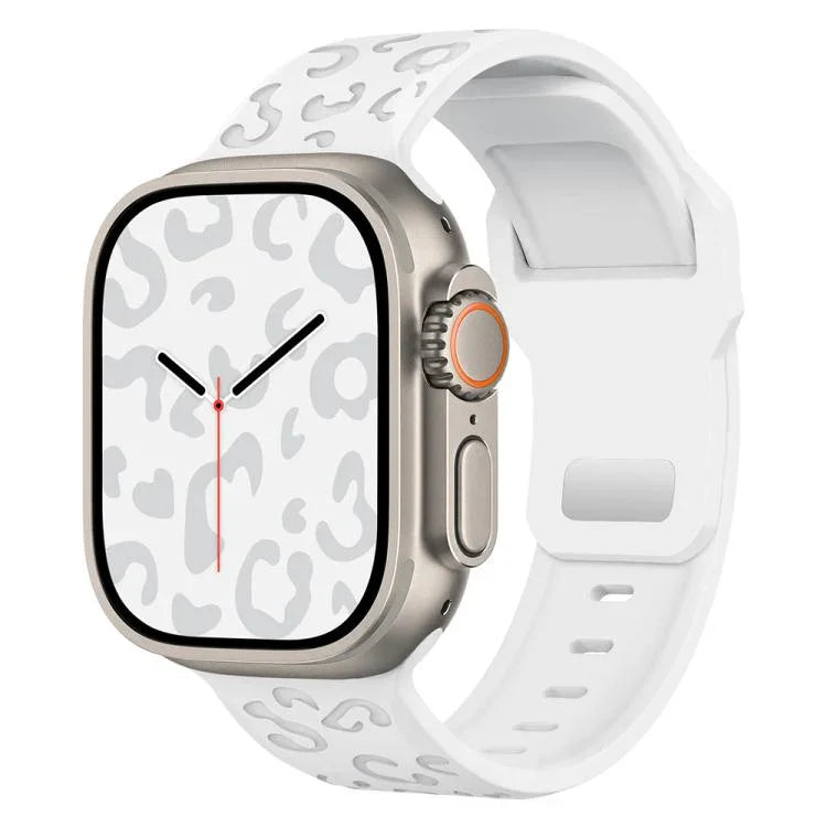 凹槽豹紋扣矽膠錶帶，適用於 Apple Watch 46mm / 49mm / 45mm / 44mm，適用於 Apple Watch 42mm / 41mm / 40mm / 38mm