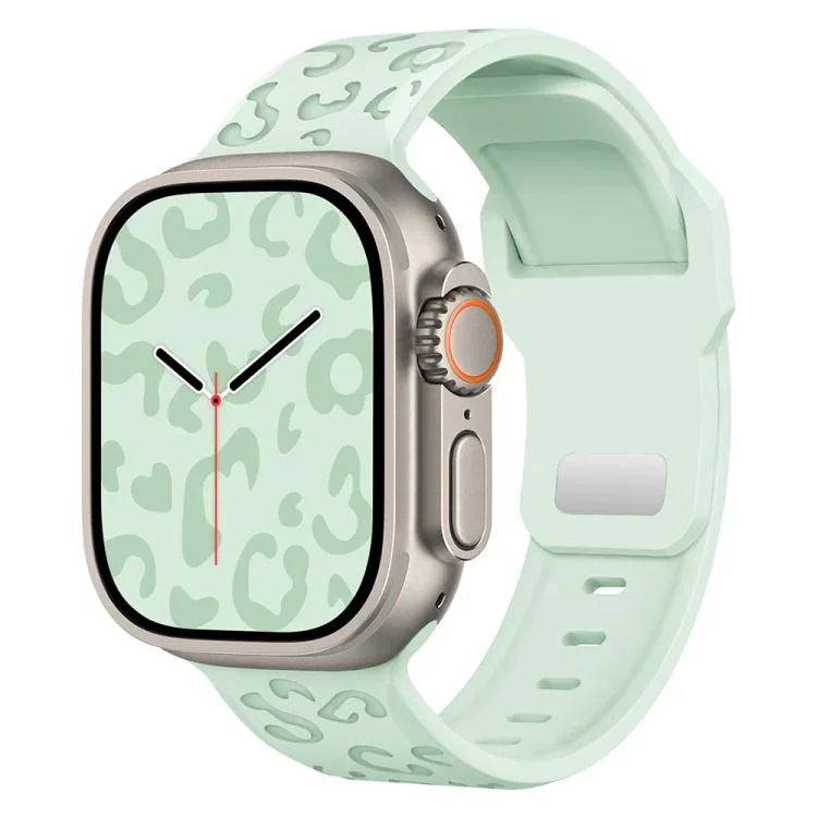 凹槽豹紋扣矽膠錶帶，適用於 Apple Watch 46mm / 49mm / 45mm / 44mm，適用於 Apple Watch 42mm / 41mm / 40mm / 38mm