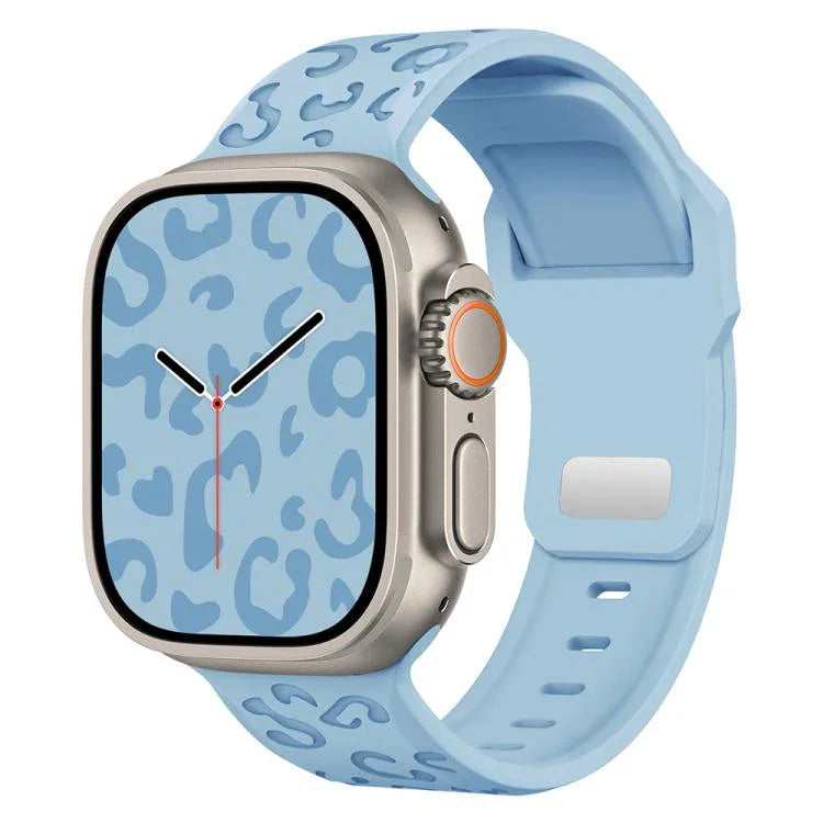 凹槽豹紋扣矽膠錶帶，適用於 Apple Watch 46mm / 49mm / 45mm / 44mm，適用於 Apple Watch 42mm / 41mm / 40mm / 38mm
