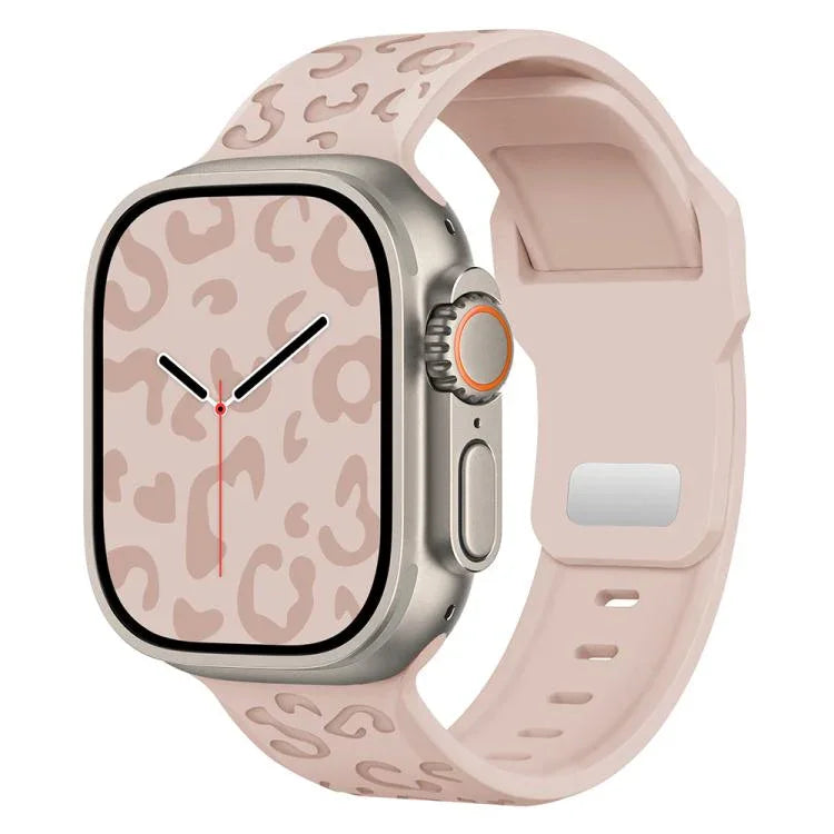 凹槽豹紋扣矽膠錶帶，適用於 Apple Watch 46mm / 49mm / 45mm / 44mm，適用於 Apple Watch 42mm / 41mm / 40mm / 38mm