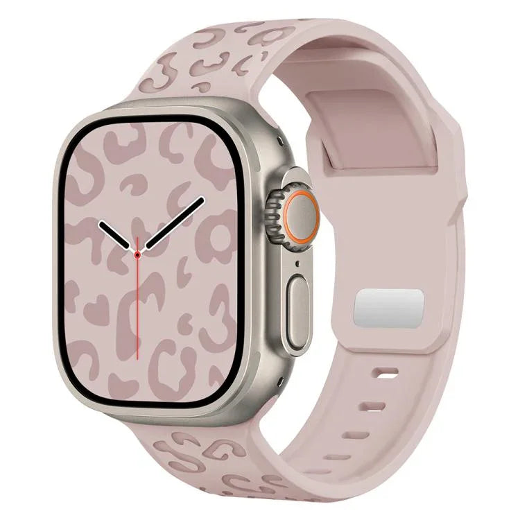 凹槽豹紋扣矽膠錶帶，適用於 Apple Watch 46mm / 49mm / 45mm / 44mm，適用於 Apple Watch 42mm / 41mm / 40mm / 38mm
