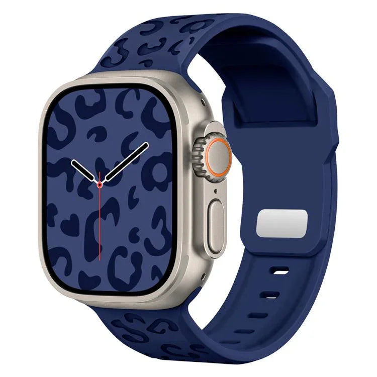 凹槽豹紋扣矽膠錶帶，適用於 Apple Watch 46mm / 49mm / 45mm / 44mm，適用於 Apple Watch 42mm / 41mm / 40mm / 38mm