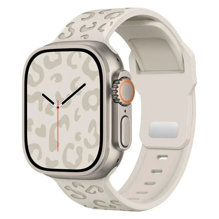 凹槽豹紋扣矽膠錶帶，適用於 Apple Watch 46mm / 49mm / 45mm / 44mm，適用於 Apple Watch 42mm / 41mm / 40mm / 38mm