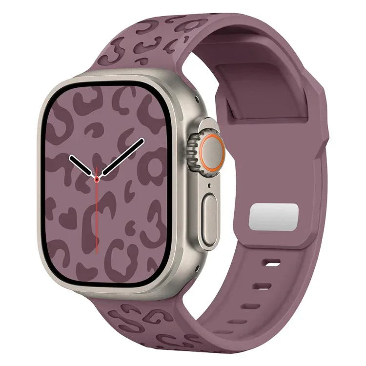 凹槽豹紋扣矽膠錶帶，適用於 Apple Watch 46mm / 49mm / 45mm / 44mm，適用於 Apple Watch 42mm / 41mm / 40mm / 38mm