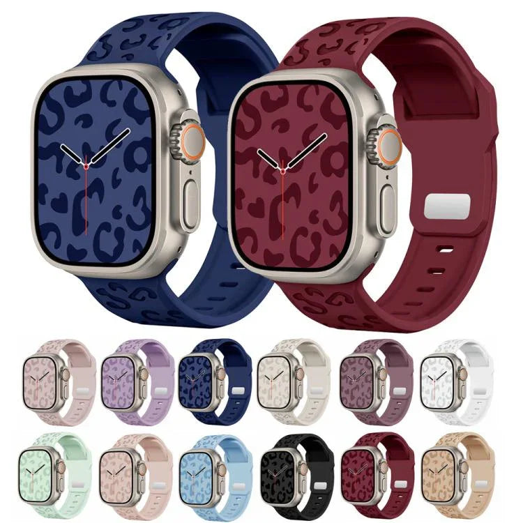 凹槽豹紋扣矽膠錶帶，適用於 Apple Watch 46mm / 49mm / 45mm / 44mm，適用於 Apple Watch 42mm / 41mm / 40mm / 38mm
