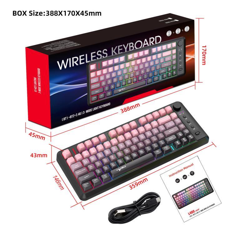 HXSJ L400 三模無線 RGB 燈薄膜 81鍵鍵盤