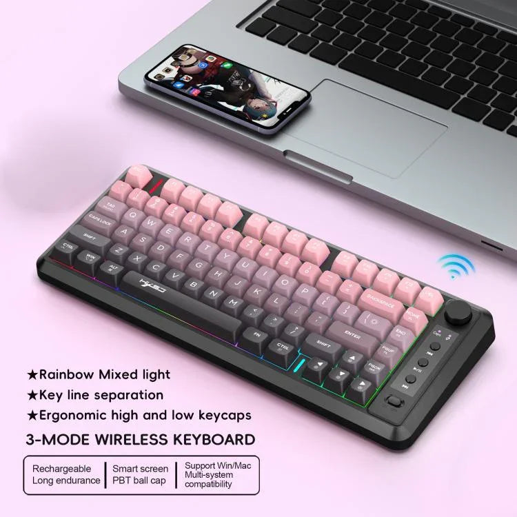 HXSJ L400 三模無線 RGB 燈薄膜 81鍵鍵盤