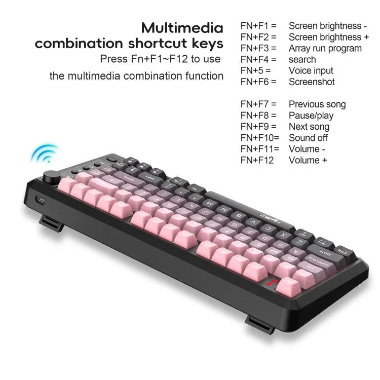 HXSJ L400 三模無線 RGB 燈薄膜 81鍵鍵盤