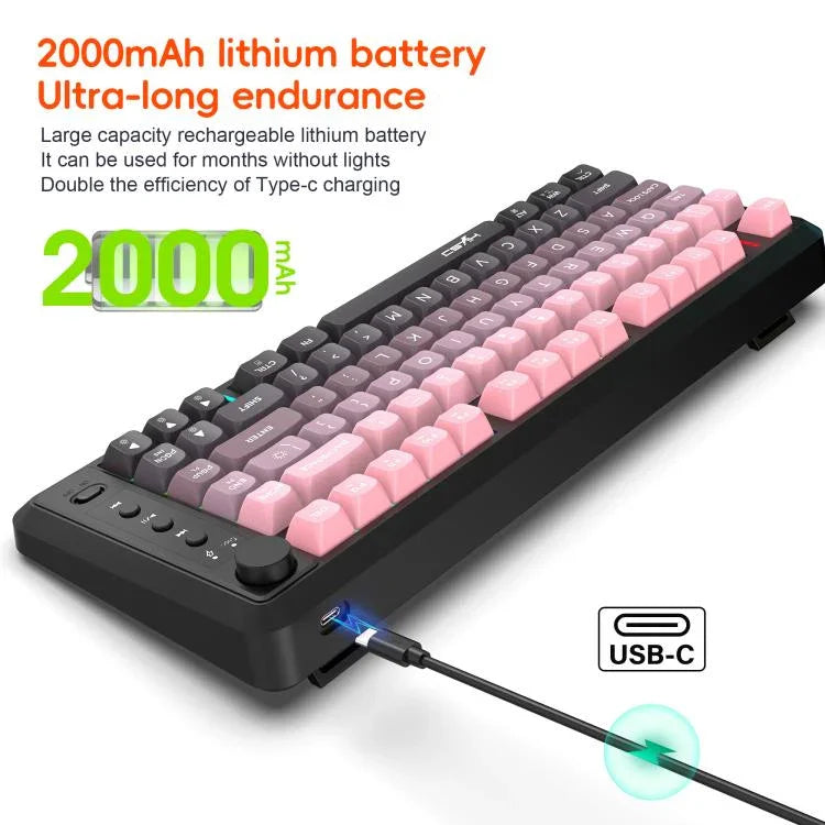 HXSJ L400 三模無線 RGB 燈薄膜 81鍵鍵盤