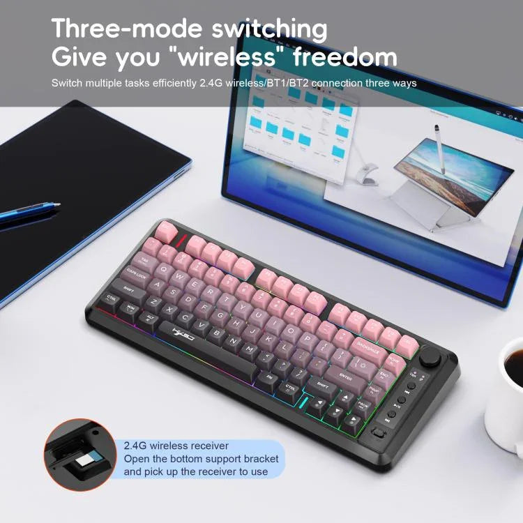 HXSJ L400 三模無線 RGB 燈薄膜 81鍵鍵盤