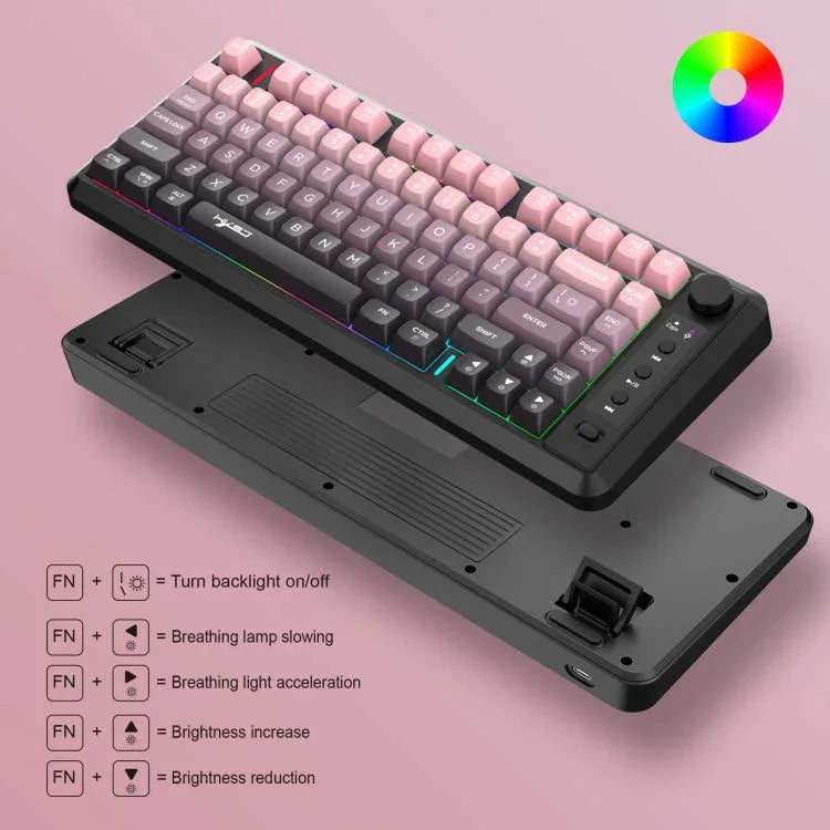 HXSJ L400 三模無線 RGB 燈薄膜 81鍵鍵盤