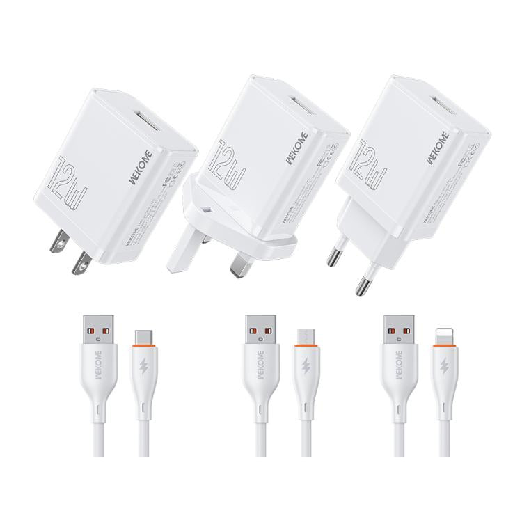 WK WP-U76 Kinkong 12W USB 充電器套裝，英規插頭，美規插頭，歐規插頭